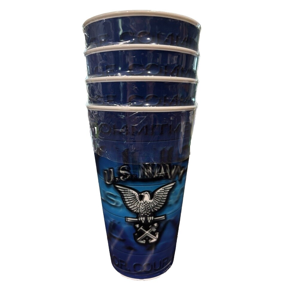 New 4-Pack US Navy Hologram Cups 3D Eagle Anchor Commitment Honor Courage